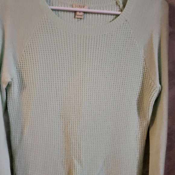J. Crew Women's Mint Wool Seafoam Green Waffle Knit Long Sleeve Sweater Size S - Picture 3 of 7